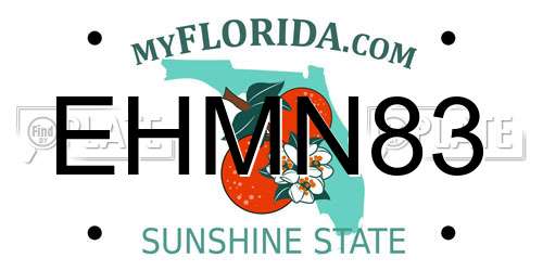 EHMN83 Florida License Plate