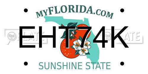EHT74K Florida License Plate