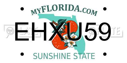 EHXU59 Florida License Plate