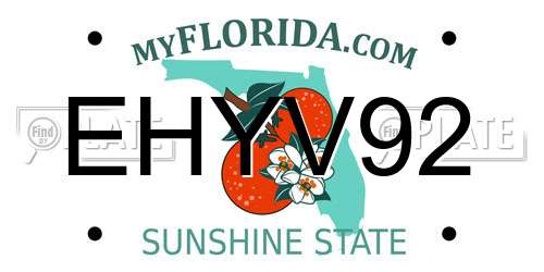 EHYV92 Florida License Plate