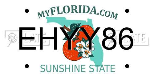 EHYY86 Florida License Plate