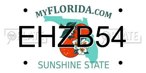 EHZB54 Florida License Plate