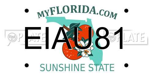 EIAU81 Florida License Plate