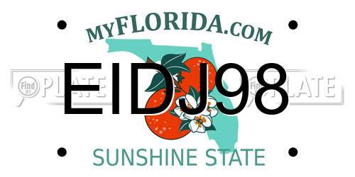 EIDJ98 Florida License Plate