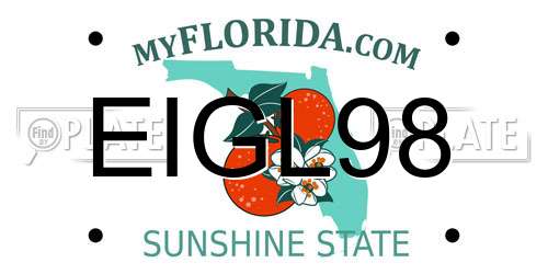 EIGL98 Florida License Plate