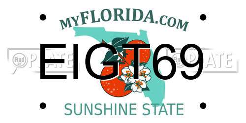 EIGT69 Florida License Plate