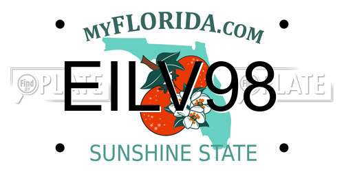 EILV98 Florida License Plate