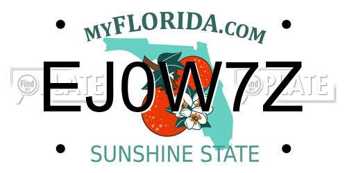 EJ0W7Z Florida License Plate