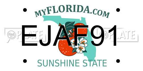 EJAF91 Florida License Plate