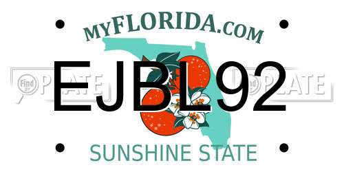 EJBL92 Florida License Plate