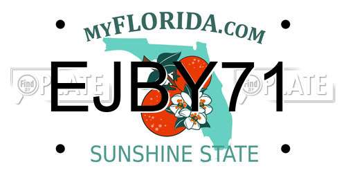 EJBY71 Florida License Plate