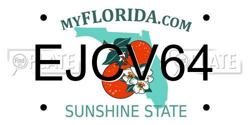 EJCV64 Florida License Plate