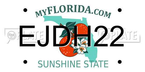 EJDH22 Florida License Plate