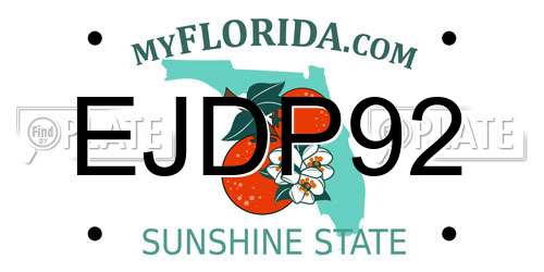 EJDP92 Florida License Plate