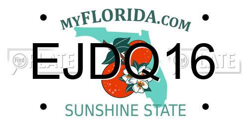 EJDQ16 Florida License Plate