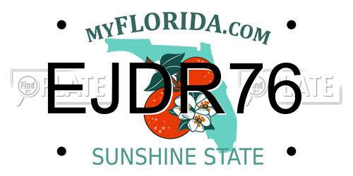 EJDR76 Florida License Plate