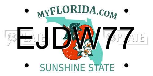 EJDW77 Florida License Plate
