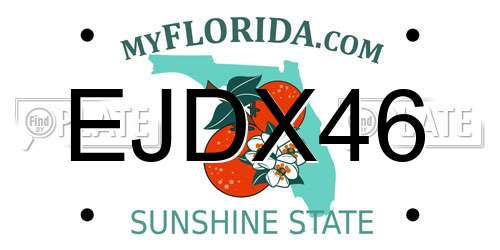 EJDX46 Florida License Plate
