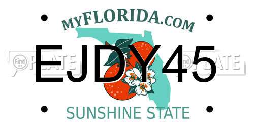 EJDY45 Florida License Plate
