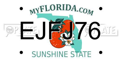 EJFJ76 Florida License Plate