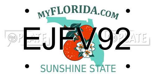 EJFV92 Florida License Plate