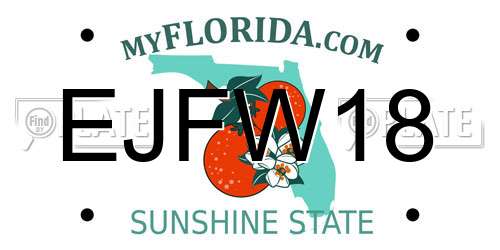 EJFW18 Florida License Plate