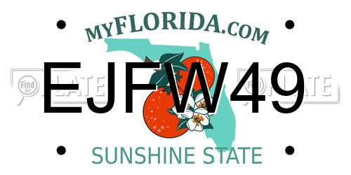 EJFW49 Florida License Plate