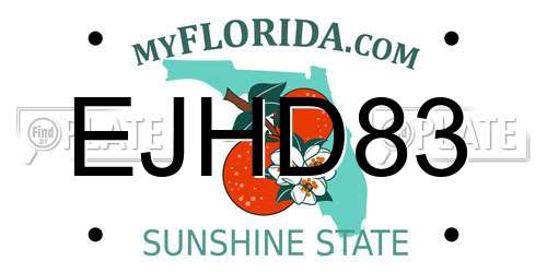 EJHD83 Florida License Plate