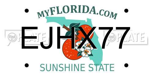 EJHX77 Florida License Plate