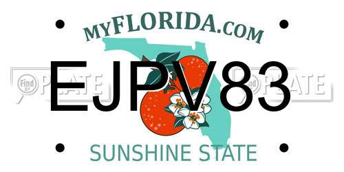 EJPV83 Florida License Plate