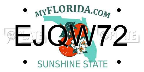 EJQW72 Florida License Plate
