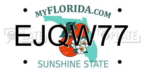EJQW77 Florida License Plate
