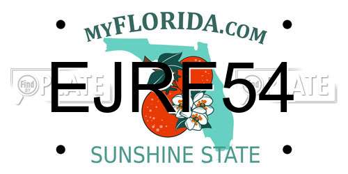 EJRF54 Florida License Plate