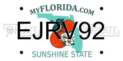 EJRV92 Florida License Plate