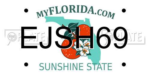 EJSH69 Florida License Plate