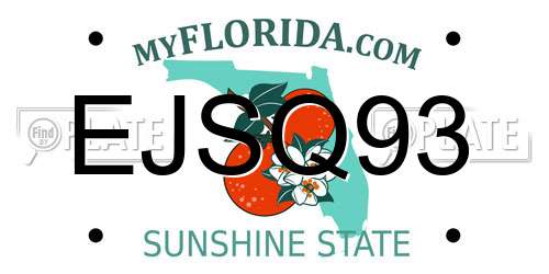EJSQ93 Florida License Plate