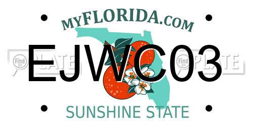EJWC03 Florida License Plate