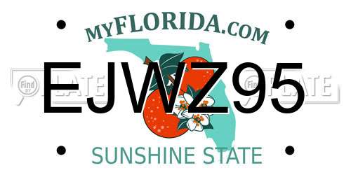 EJWZ95 Florida License Plate