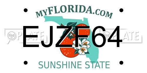 EJZF64 Florida License Plate