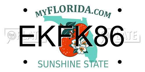 EKFK86 Florida License Plate