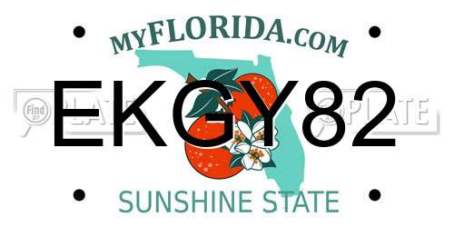 EKGY82 Florida License Plate