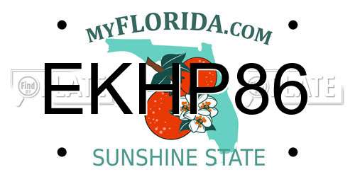 EKHP86 Florida License Plate