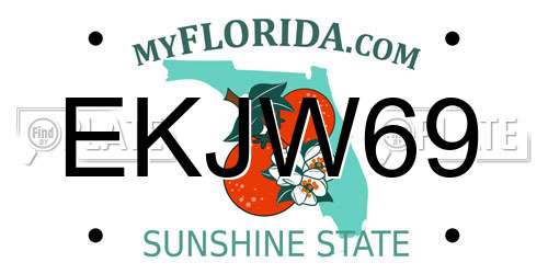 EKJW69 Florida License Plate