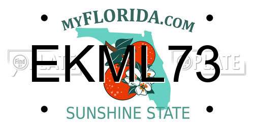EKML73 Florida License Plate