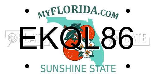 EKQL86 Florida License Plate
