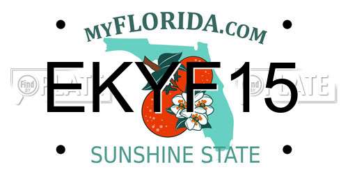 EKYF15 Florida License Plate
