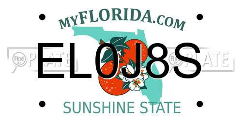 EL0J8S Florida License Plate