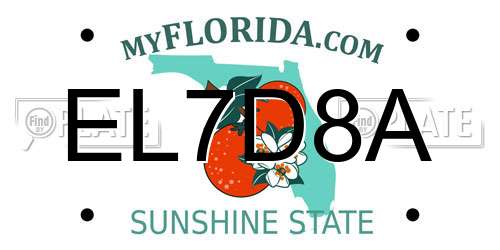 EL7D8A Florida License Plate