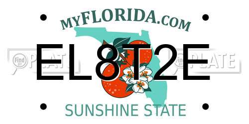 EL8T2E Florida License Plate