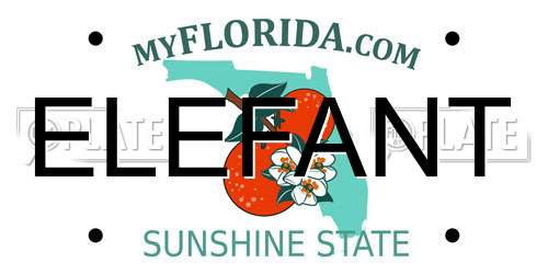 ELEFANT Florida License Plate